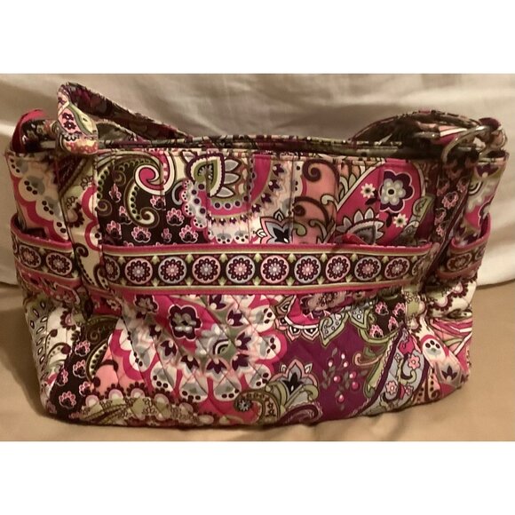 Vera Bradley Very Berry Paisley Quilted Shoulder Bag & Wallet Set Pink/Purple - Picture 7 of 16